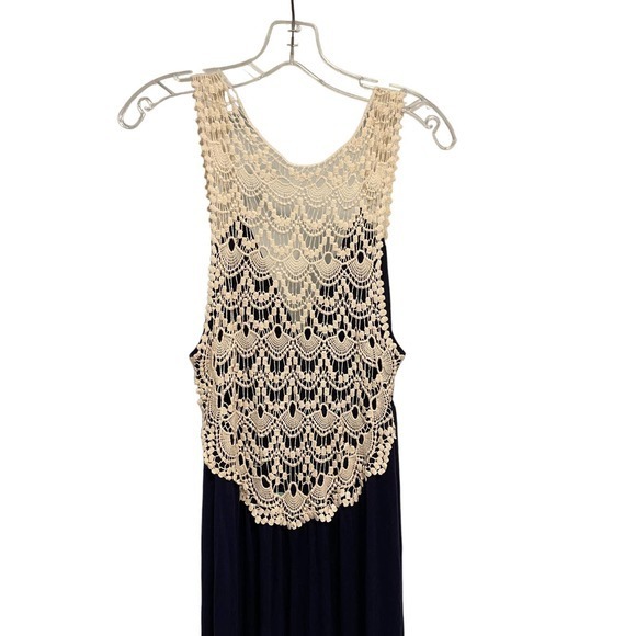 Karlie Knit Blue with‎ Crochet Back Maxi Dress Size Medium Pre-owned - Picture 4 of 8